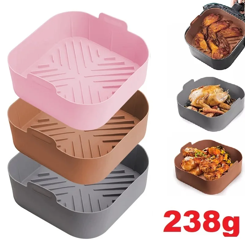 

Airfryer Silicone Basket Square Tray, Easy Clean Dish Liner, Pizza Plate, Grill Pan Mat, Air Fryer Accessories