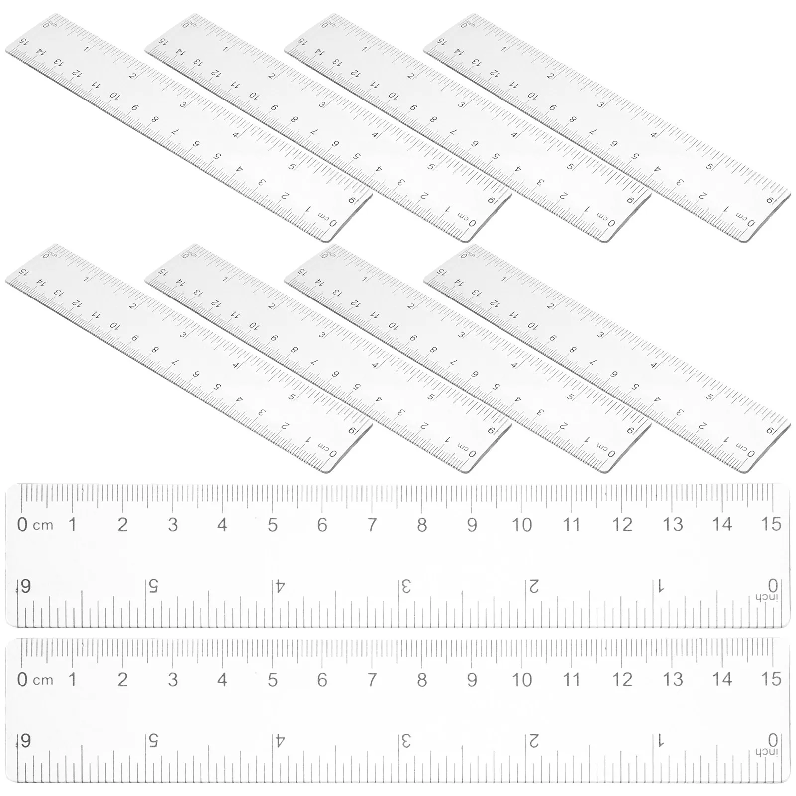 10Pcs 투명 플라스틱 눈금자 건축 학교 사무실을위한 명확하고 정확한 측정 규모 눈금자 소형 유연한 직선 눈금자