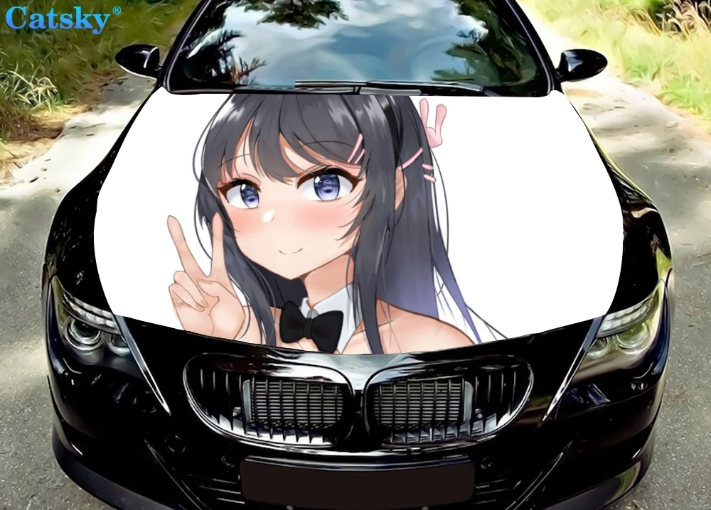 

Mai Sakurajima Peeker Car Floor Mats,Car hood wrap lion decal, bonnet vinyl sticker, full color graphic decal, CUSTOM made