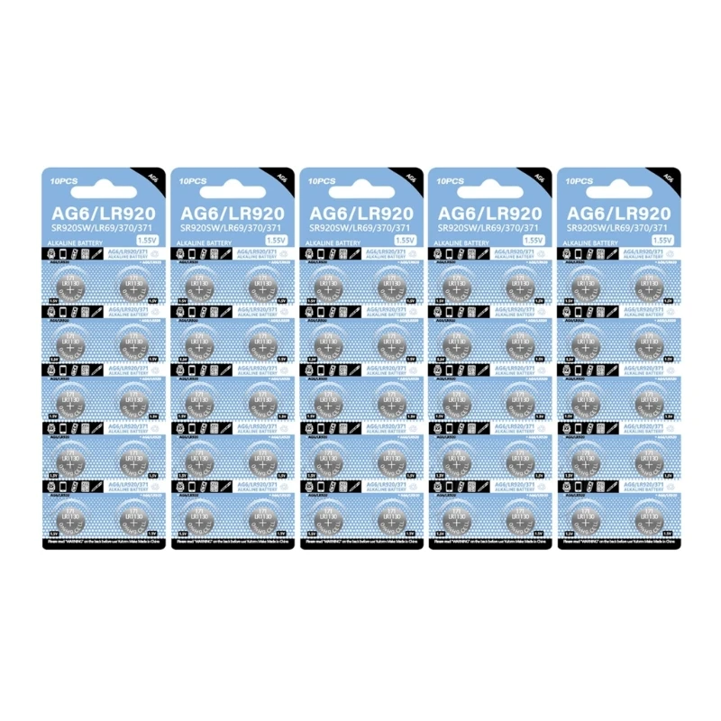 

Pack of 10/20/50Pcs AG6/LR920 Alkaline Battery 320mAh Button Cell Batteries