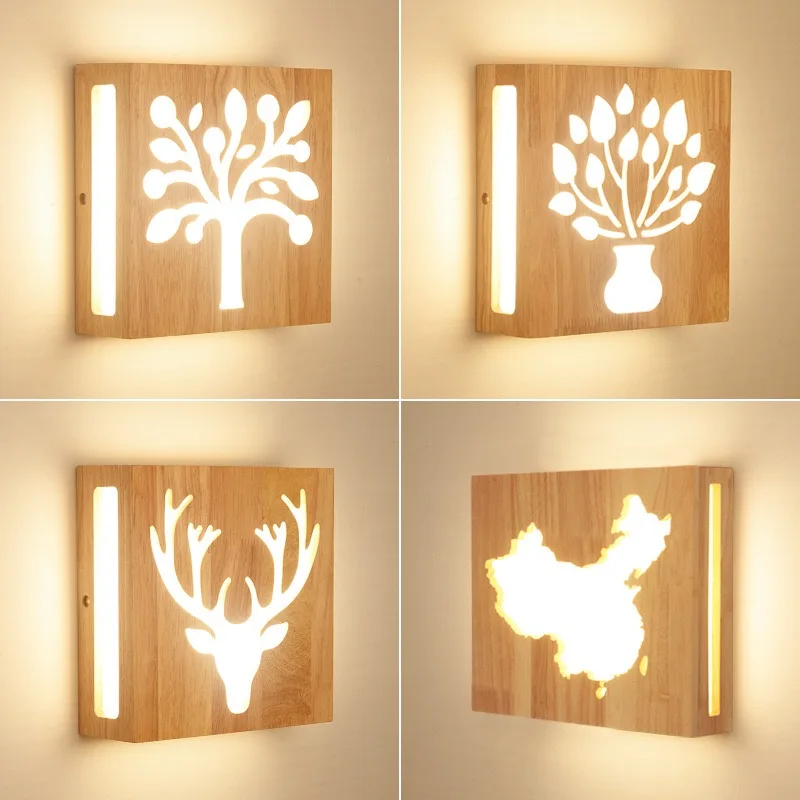 

Wood Wall Lamp Nordic LED Lights Indoor Lighting Room Decor Wall Sconce For Study Living Room Bedroom Bedside Kitchen Fixture