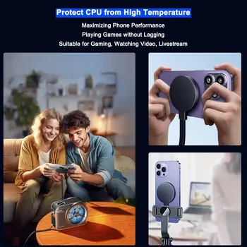 Enfriador de Teléfono para Juegos, Transmisión en Vivo, Enfriador Magnético de 50W para Celulares con Radiador de Enfriamiento Líquido de Bajo Ruido para Teléfonos y Tabletas 2
