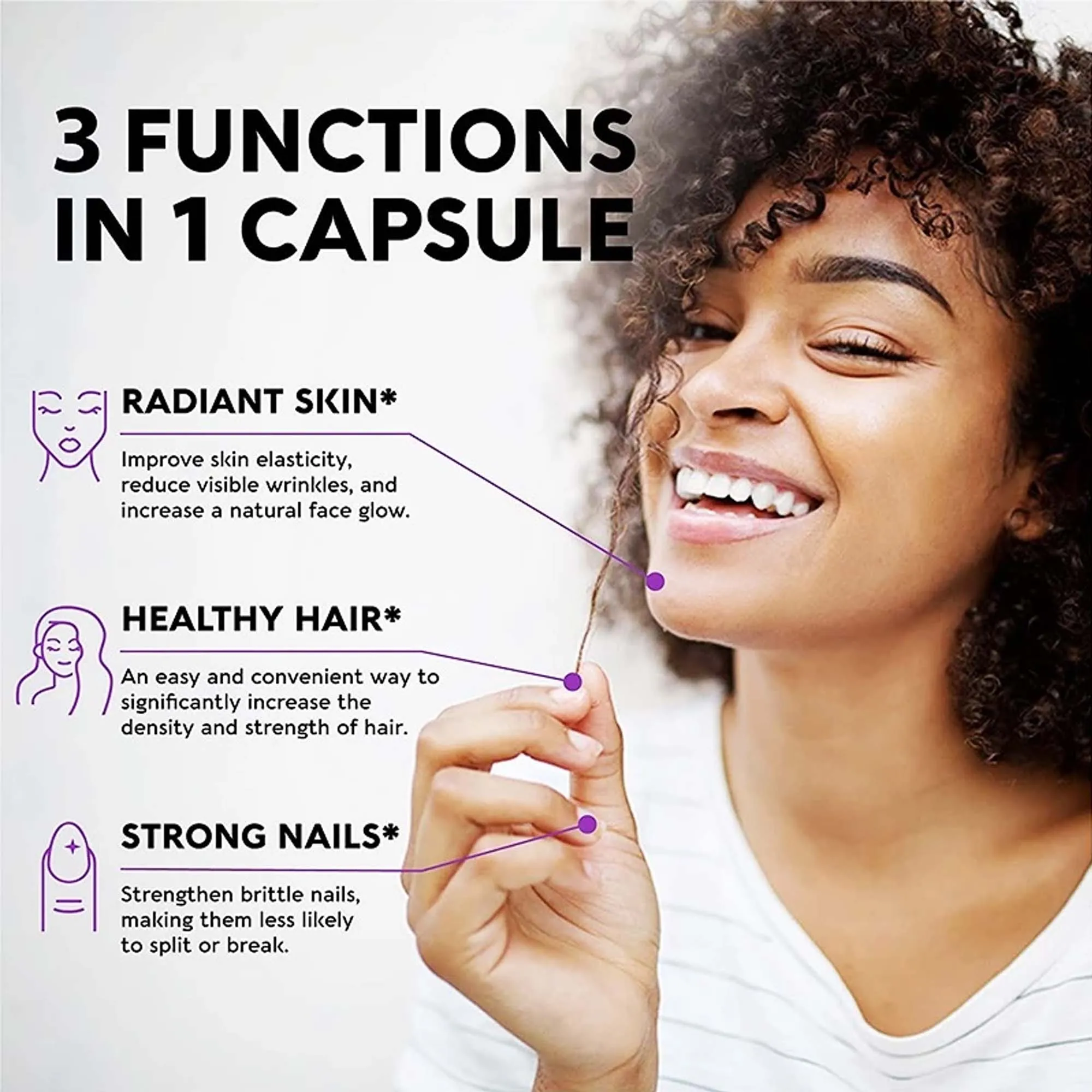 Biotin Collagen and Keratin Supplement - Support Healthy Hair, Strong Nails and Radiant Skin - Hair Growth for Men and Women - Image 6