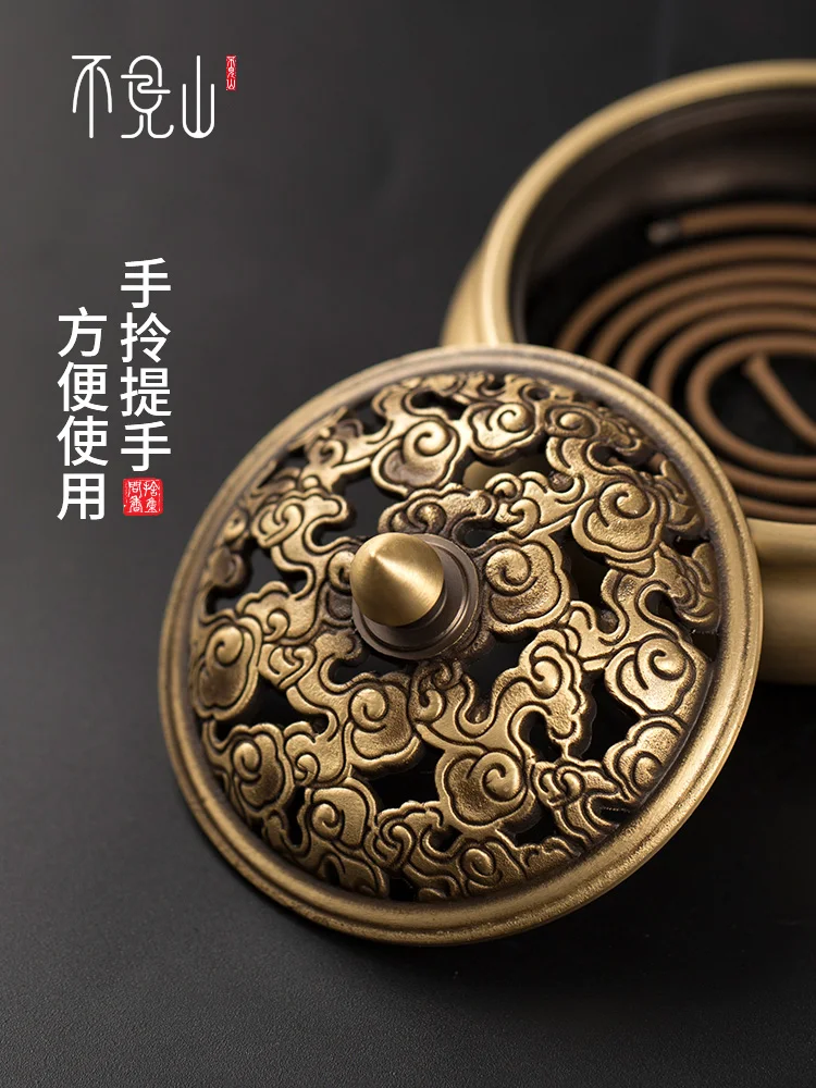 Pure Copper Incense Burner Agarwood Plate Study Tea Room Aromatherapy Stove Home Chinese Three-foot Incense Burner Home Decor - Image 5