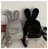 Personalized Embroidery Kawaii Plush Bunny Backpack Faux Fur Mini Backpack Rabbit Ear Women Travel Shoulder Bags Plush Backpack 4