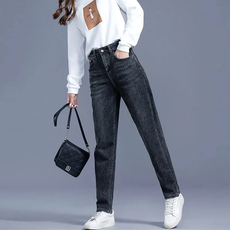Buggy Jeans For Women High Waist Stretch Harem Jean Casual Versatile Full Length Denim Pants Big Size Vaqueros Pantalones Mujer