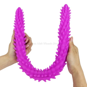 Super Long Silicone Double Head Mace Massage Stick Sm Dragon Scale Tentacle Raised Dildos Lesbian Masturbator Fake Penis Gay Toy 3