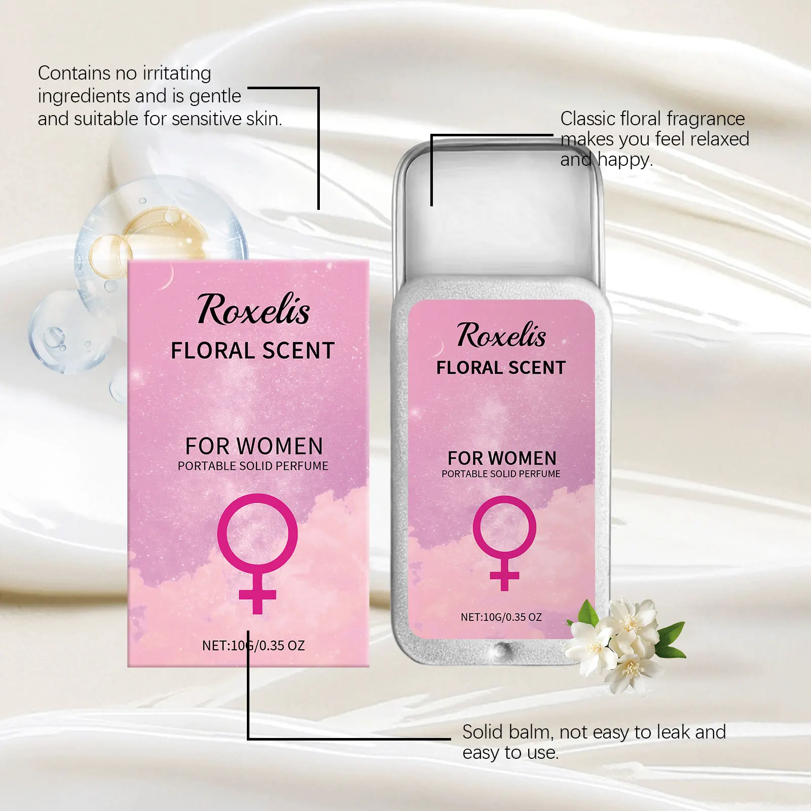 Roxelis Tragbares festes Parfüm für Damen, blumiger Duft, fester Parfümbalsam, ideal für unterwegs_voghion.com