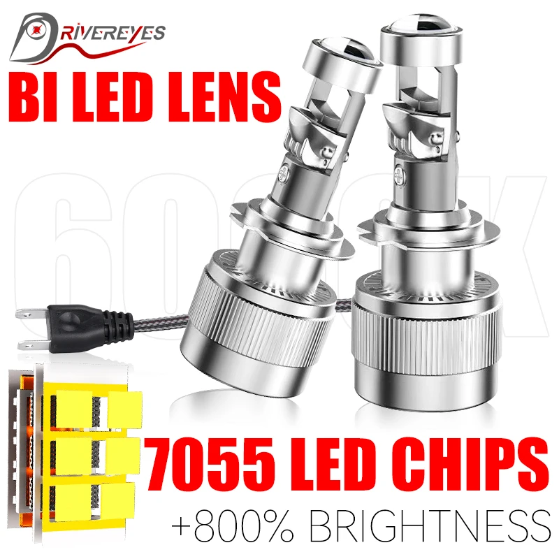 H7 H4 H11 Bi LED Headlight Bulbs Mini Projector Lens 1000W High Low Beam 9005 HB3 9006 HB4 H8 H9 7055 CSP Chip Car Light 12V 24V