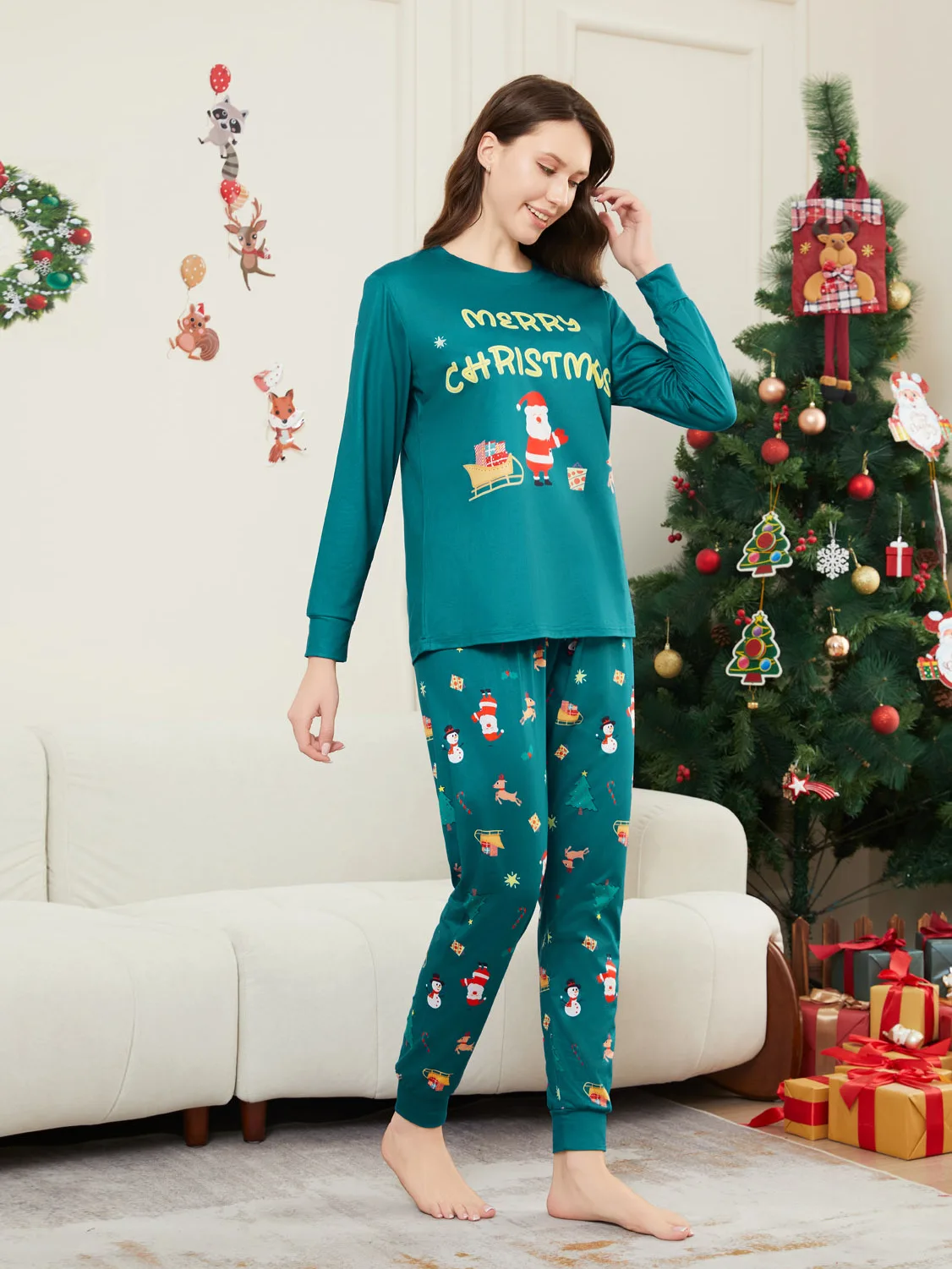 thumbnail image 5 of Conjuntos de pijamas familiares a juego para Navidad, ropa de dormir navideña para padre, madre e hijos, camisetas y pantalones, 2 piezas, mamelucos para bebés, niños y niñas, 5 of 5
