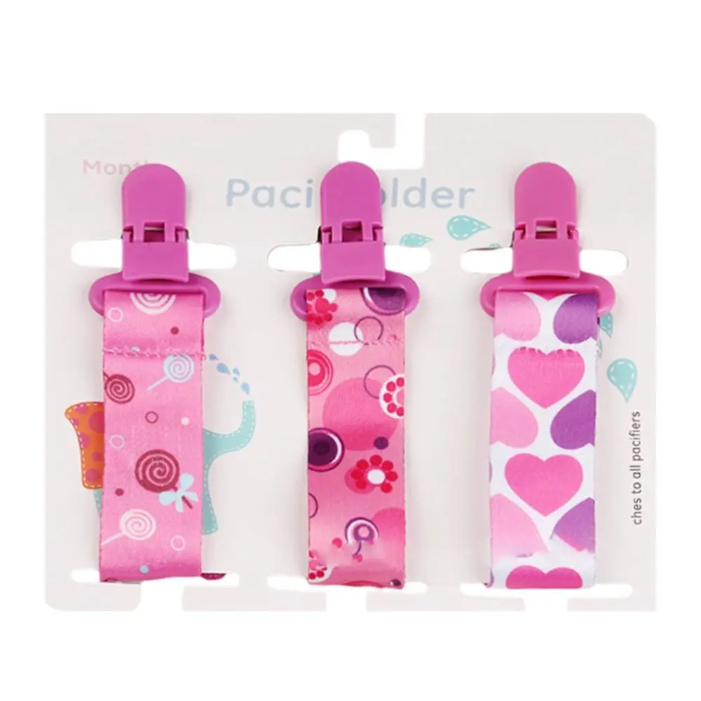 3PCs Pacifier Chain Bracket Dummy Clips Soother Holder Cartoon Print Baby Pacifier Clip Baby Care Safe Child Pacifier Clips