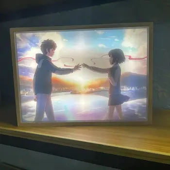 당신의 이름 영화 그림 LED 조명 풍경 그림, 빛나는 야간 조명, 만화 애니메이션 그림, 프레임 홈 장식