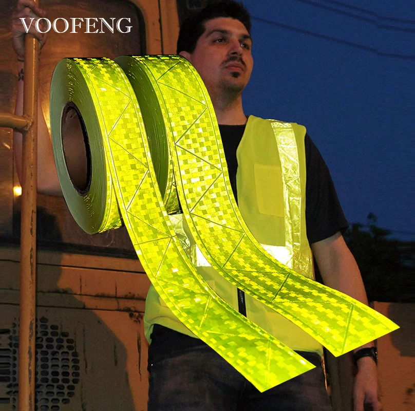 

VOOFENG Microprismatic Reflective Tape W Shape Shining Small Square Reflector Sewing on Clothing Bag Warning Tape 3.5cm/5cm