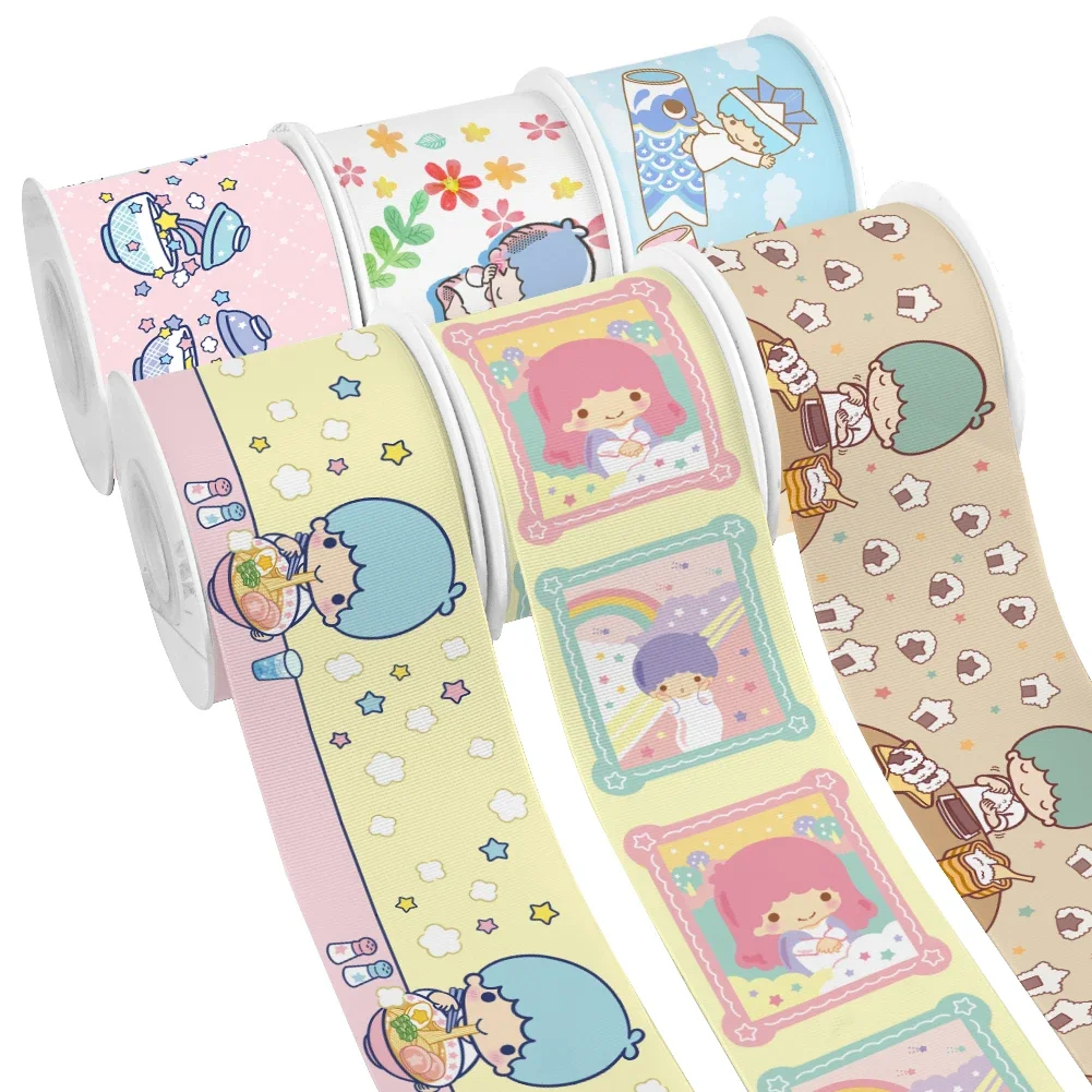 

Little Twin Star Pattern Printed 10yards Japanese Sanrio Cartoon Grosgrain Ribbon for DIY Girl Headwear Bows Satin Ribbon