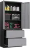 71" Metal Storage Cabinet with Lock Large Lockable Garage Tool Cabinet with Drawers and Shelves Tall Steel Heavy-Duty Cabinet 1
