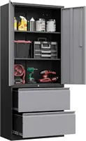 71" Metal Storage Cabinet with Lock Large Lockable Garage Tool Cabinet with Drawers and Shelves Tall Steel Heavy-Duty Cabinet 1