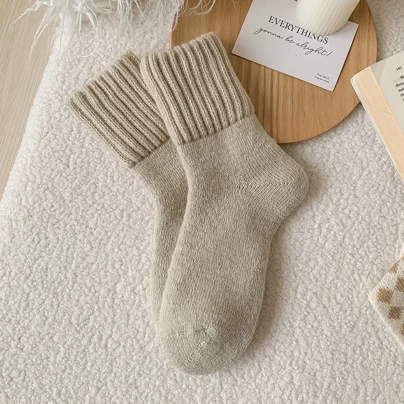 Winter Thickened Wool Socks Women Soft Plush Low Tube Pregnant Snow Socks Warm Cashmere Floor Carpet Socks