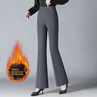 High Waist Fce Lined Thi Wide Leg Pants Casual Bell Bot Trousers Long Straight Cut Pants Autumn Winter New Sle