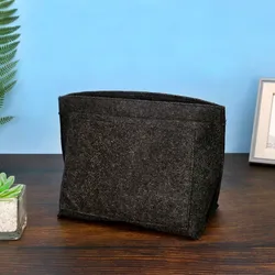 Felt Insert Bag for Handbag Organization and Support - Portable Travel Makeup Organizer and Liner (Grey Black)