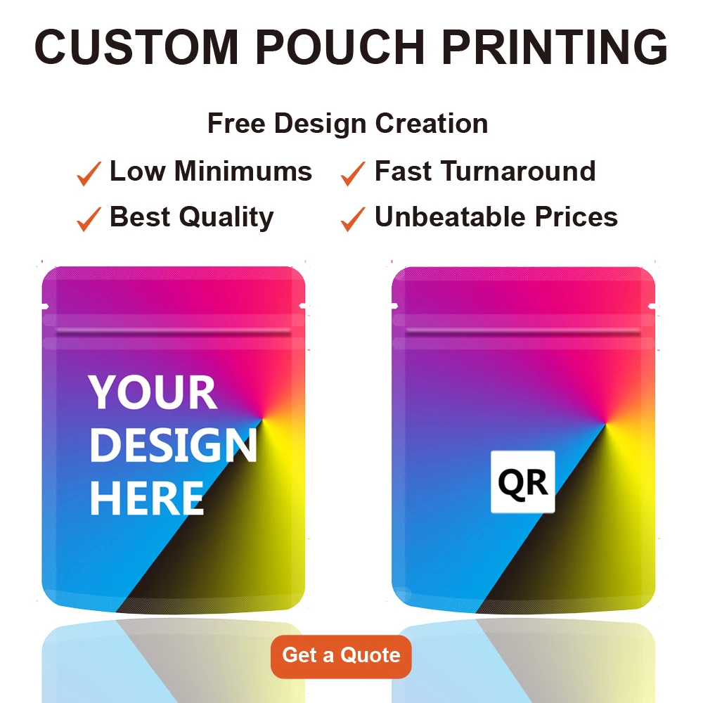 Custom Mylar Bags with logo Any Size, Free Ship