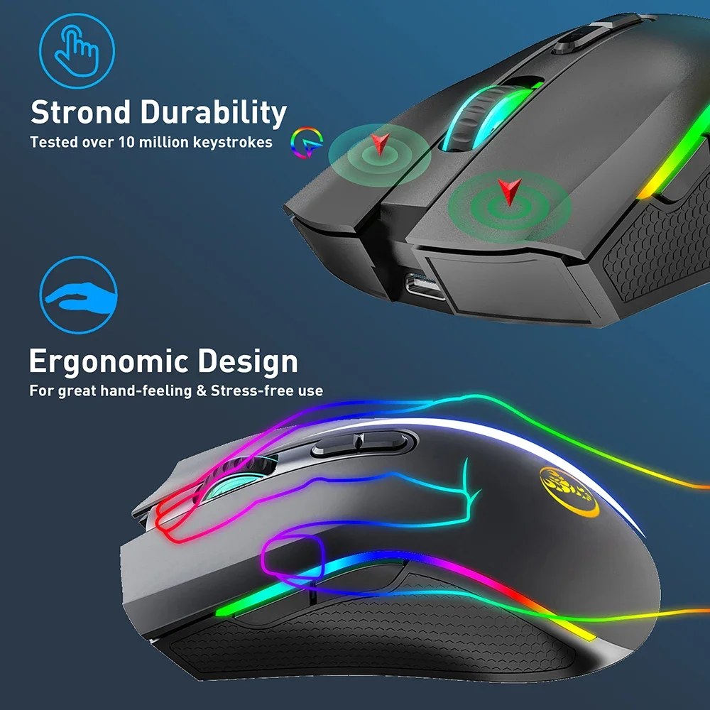 Rechargeable Gaming Usb Wireless Mouse White Rgb Gamer Maus 8 Buttons 4800dpi Cordless Mice For Computer Laptop_voghion.com