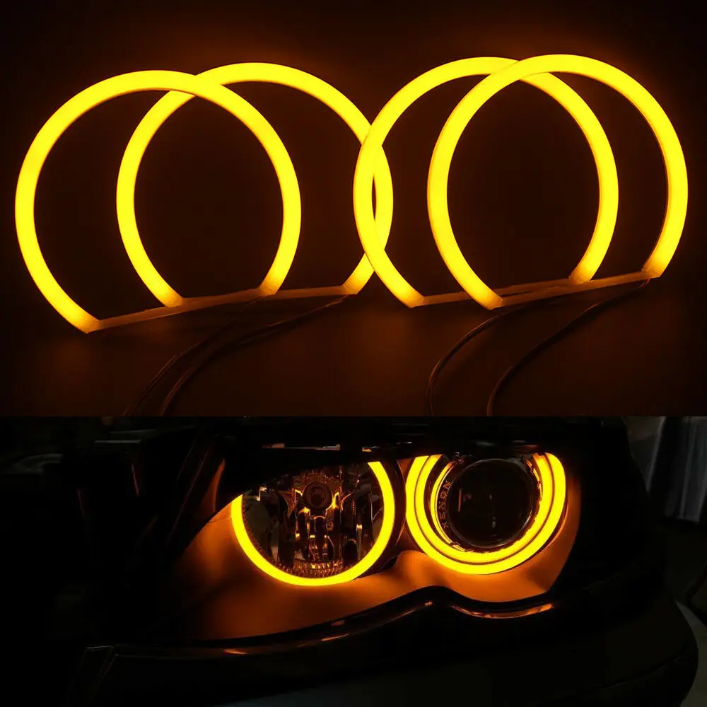 4X131Mm Giallo. Amber.Red.Blue.Green. Halo Ring Cotton Light Smd Led Angel Eyes Per Bmw E36 E38 E39 E46