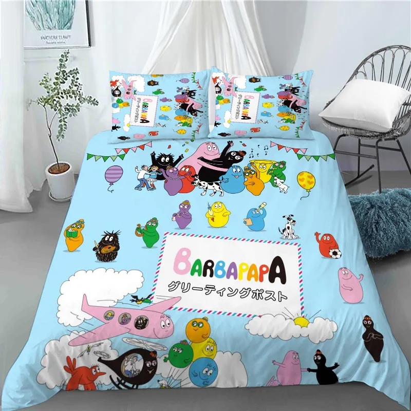 

Cartoon Barbapapa 1 Duvet Cover 2 Pillowcases Polyester Fabric Bedding Set Family Boy Kid Set Duvet Cover Set 1007