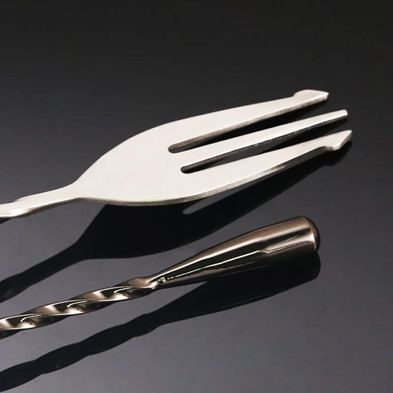 30 40 50cm Bar Teadrop Spoon Stainless Steel Durable Double Head Mixing Spiral Pattern Cocktail Spoon Long Handle Bar Sets