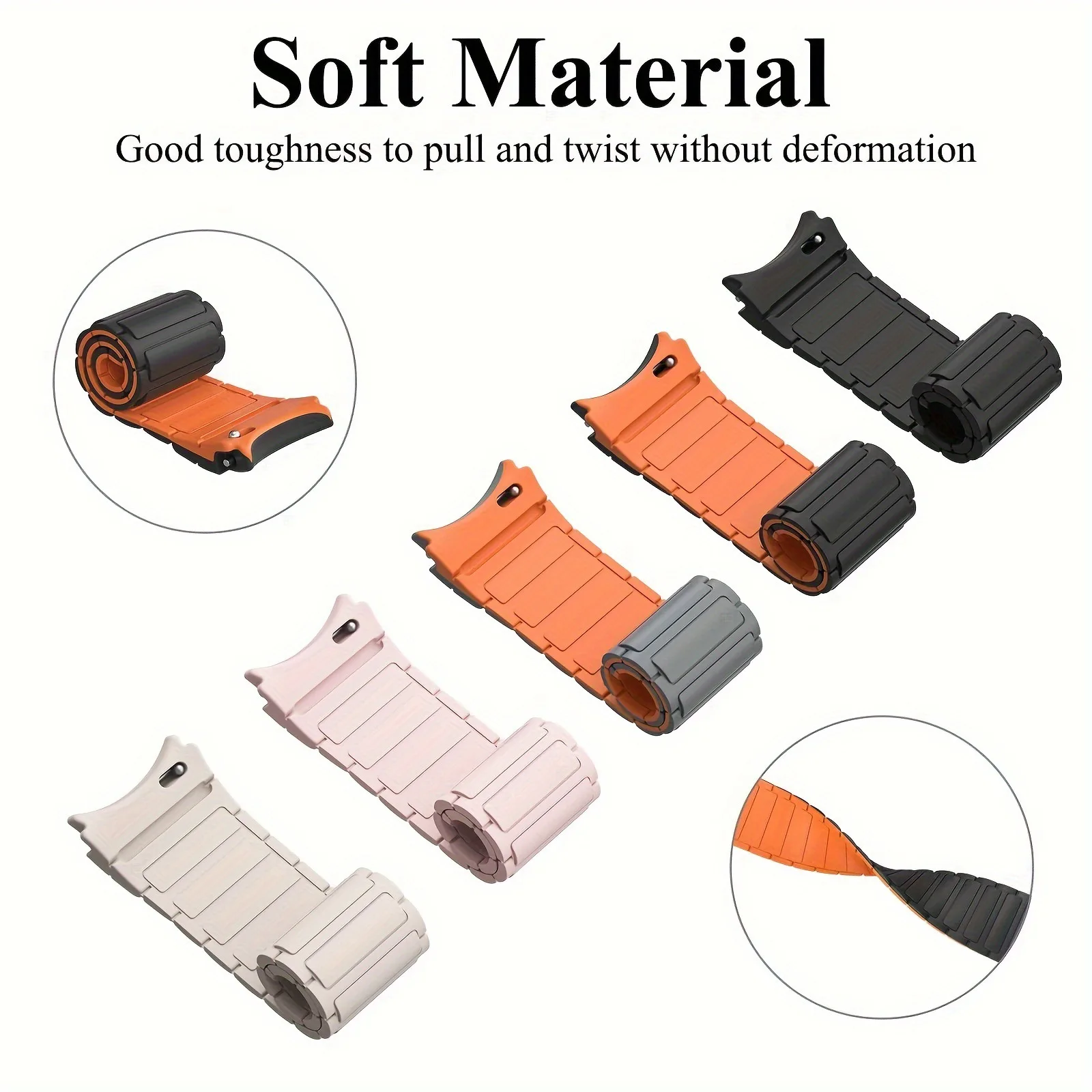 Sleek 20mm Silicone Magnetic Watch Band - No Gap Design
