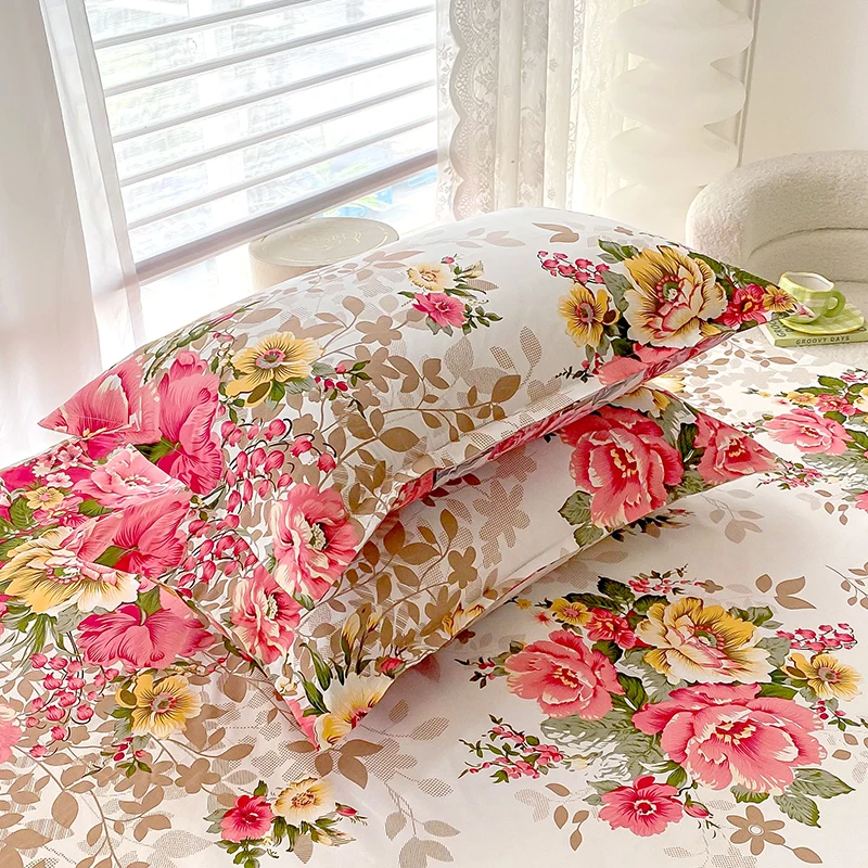 Flower Printed Fitted Bed Sheets Reactive Printed sabanas cama matrimonial Single/Queen/King Mattress Cover Double Bedsheets 3