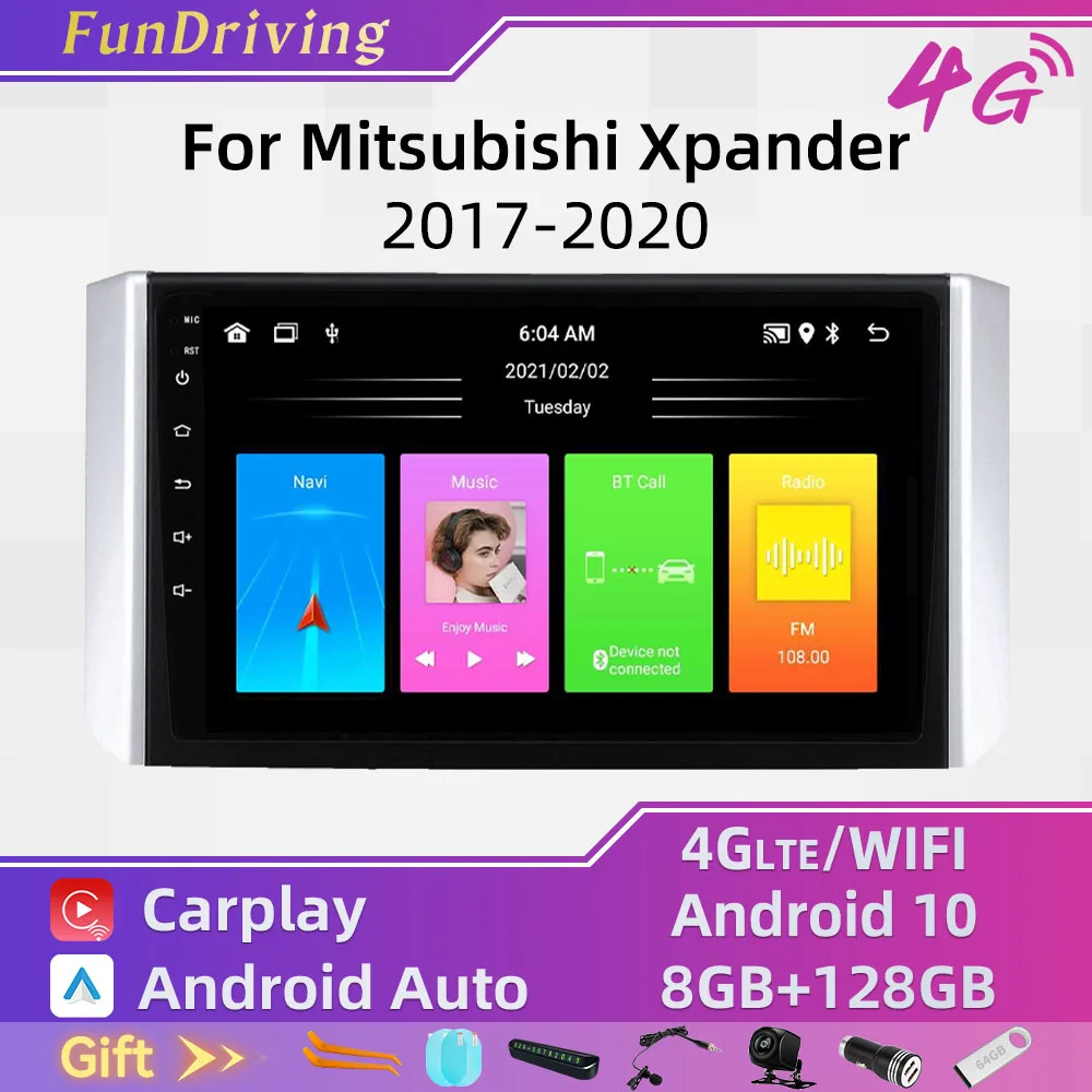 

Автомобильный мультимедийный плеер, 2 Din, с GPS-навигацией, с рамкой, для Mitsubishi xpang 2017-2020, Android