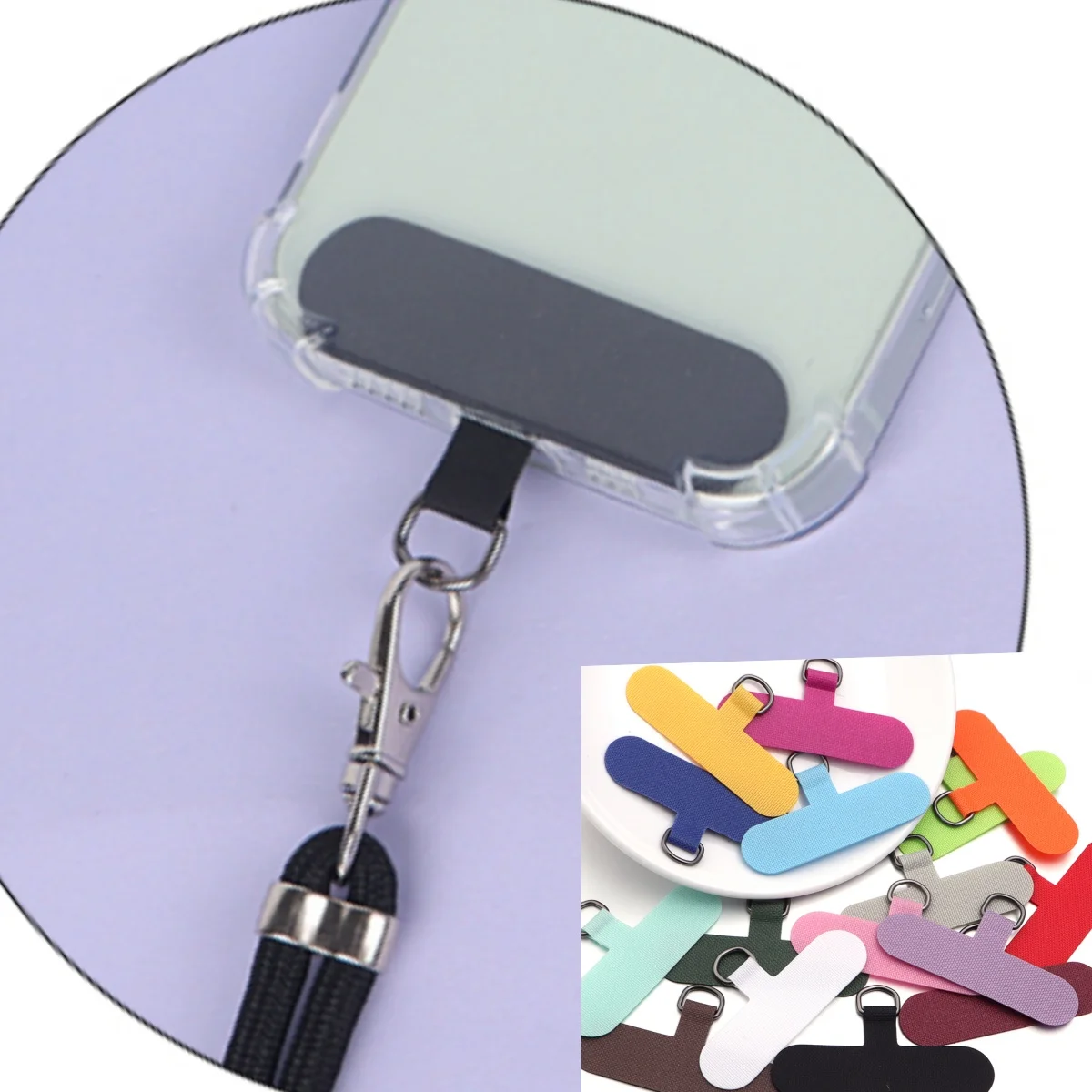 Set of 5 Detachable Metal Ring Phone Lanyards with Oxford Strap and Anti-Lost Tether