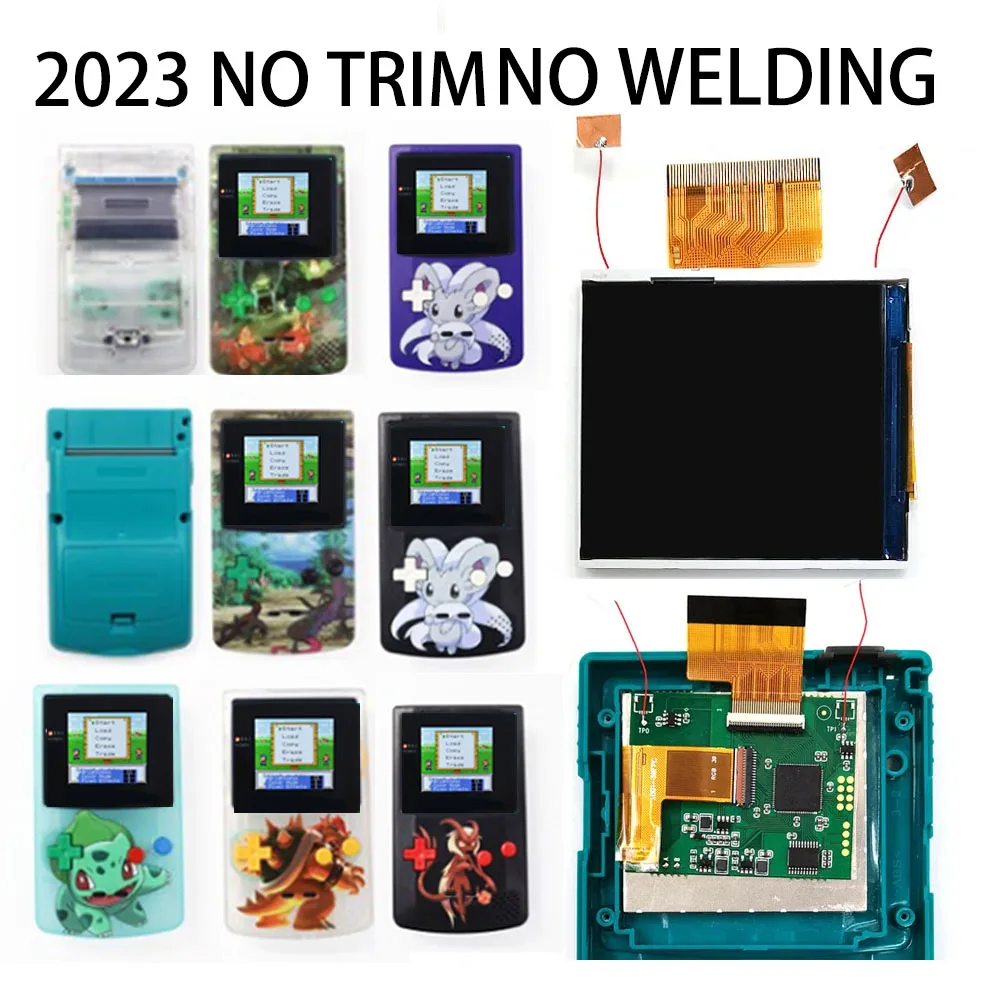 

2023 New 10Colors IPS LCD Screen Kits with High Light Up for GBC with Glass Len Housing Shell for GameBoycolor handheld console