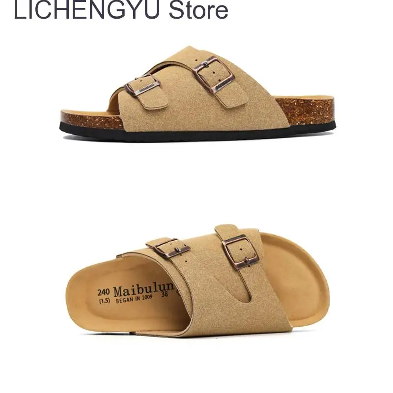 

New Summer Men Cork Slipper Non-slip Casual Beach Women Outside Slide Shoe