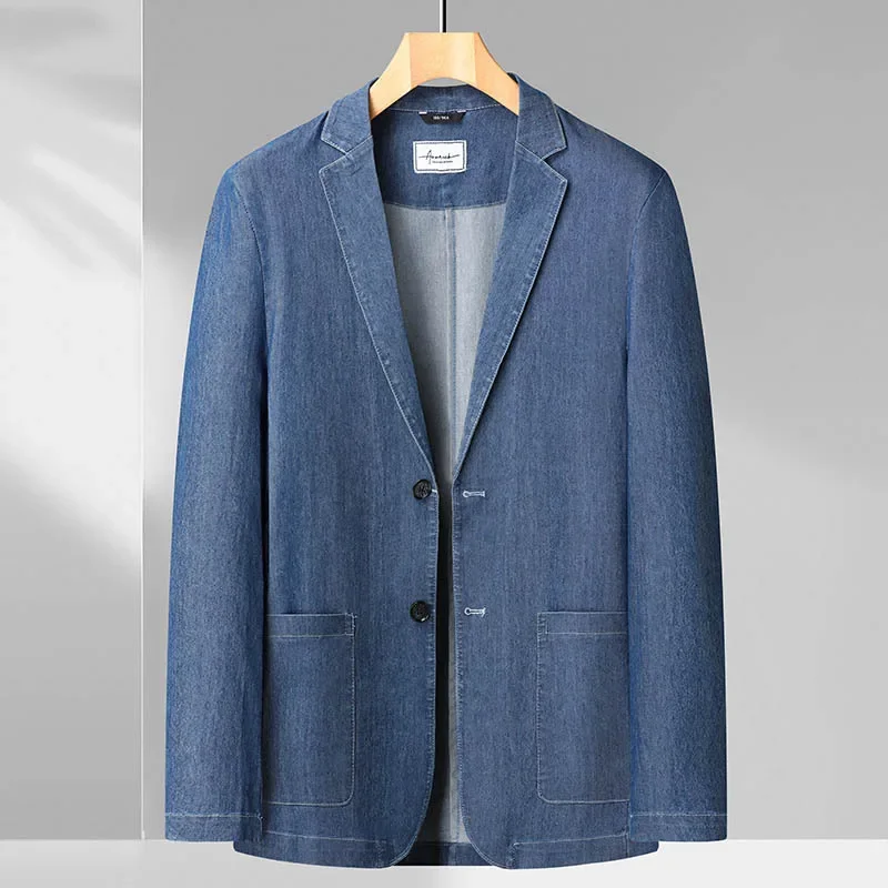 Fashion Spring Oversized for Men's Casual Denim Single Suit Jacket Plus Size L XL 2XL 3XL 4XL 5XL 6XL 7XL 8XL