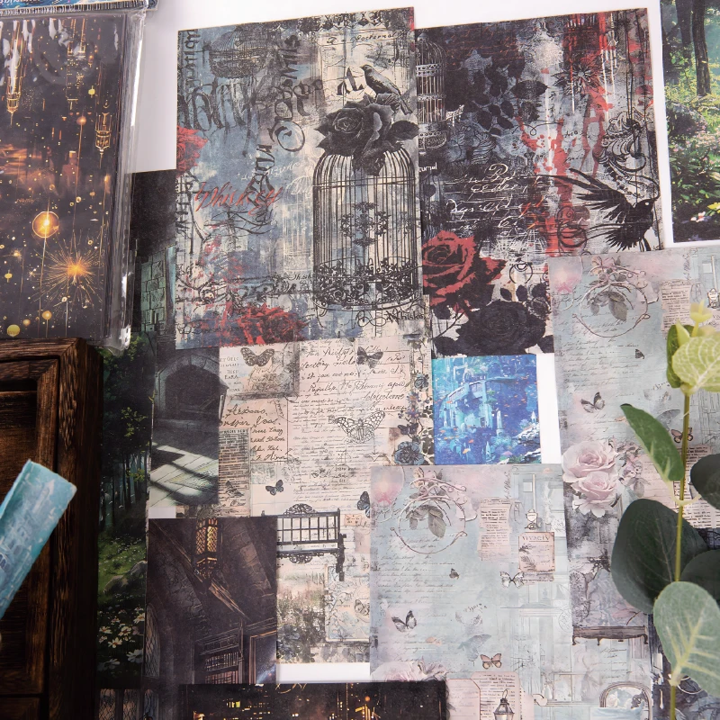 60 Sheets Vintage Scrapbooking Light Paper Kit DIY Junk Journal Collage Aesthetic Stationery Background Decor Materials Paper