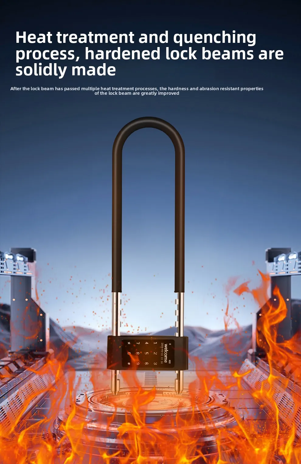 Combination lock, U-shaped lock, fingerprint lock, double-door shop U-shaped bol