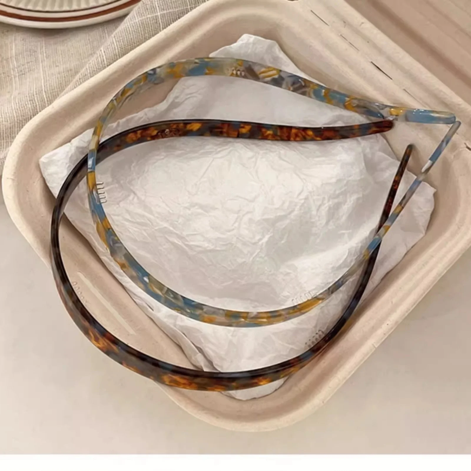 1 Ladies Non-Clamping Ear Bone Hair Accessories Acetic Acid Headband Headband High-End Hairband Girls 2024 New Summer Elegant He