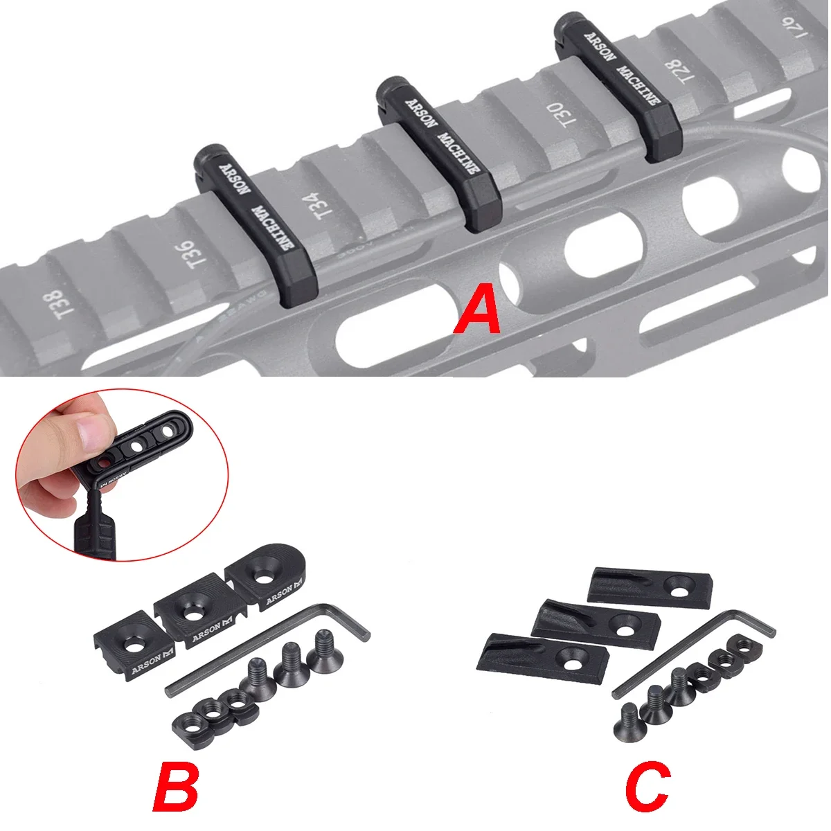 CNC Picatinny Wire Guide System Cable Management for Arson Machine Tacatical Weapon Scout Light