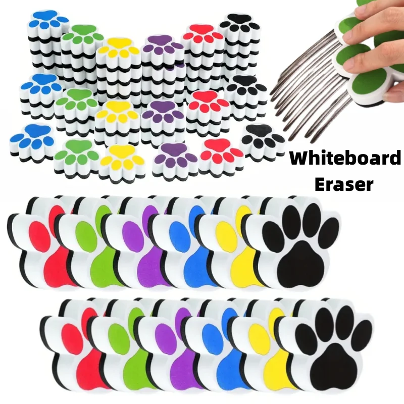 6 pcs Small Whiteboard Wipes Bear Paw Shape Magnetic Dry Wipes Suitable for Classrooms Children's Household Products