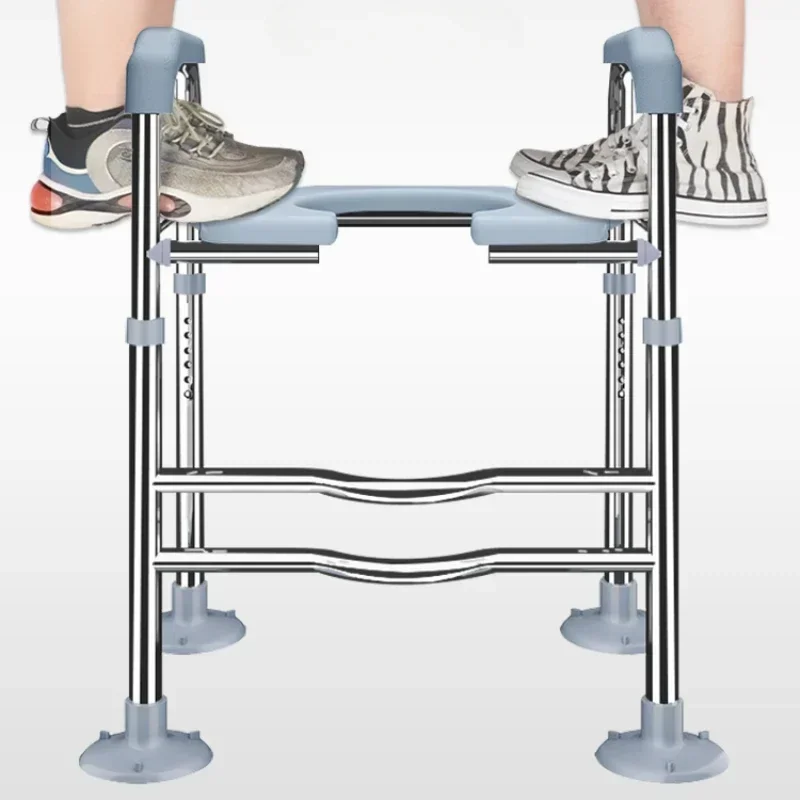 Toilet Booster Chair with Handrails Portable Elderly Toilet Seat Easy Clean Commode Senior Mobility Aid Bathroom Helper