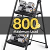 3 Step Ladder, Sturdy Steel Step Stool with Anti-Slip Wide Pedals, Handrail, Safe-Lock Design, Pass 800lbs L 4