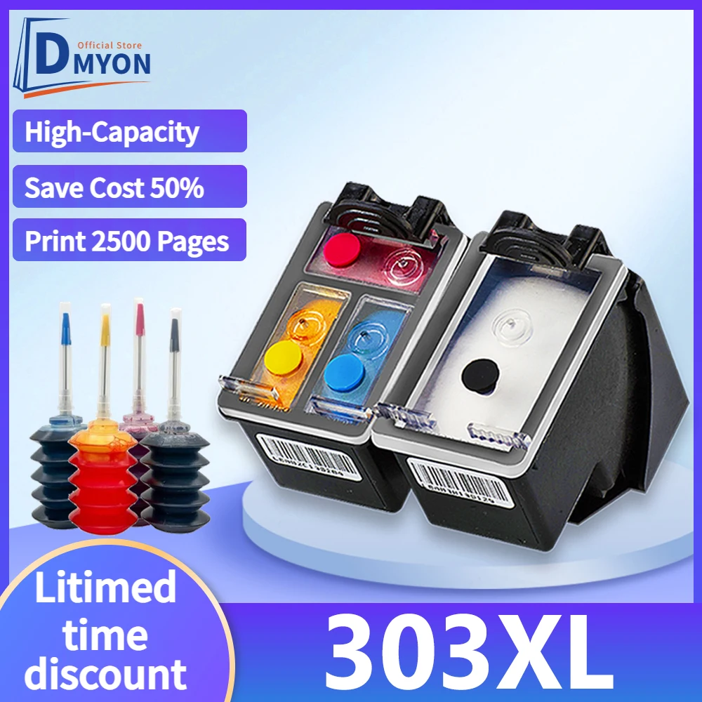 Cartuccia D'Inchiostro Sostitutiva Rigenerata Dmyon Per Hp 303Xl Hp303 Per Envy 7120 7130 7132 7134 7155 7158 7164 7800 7820 7830