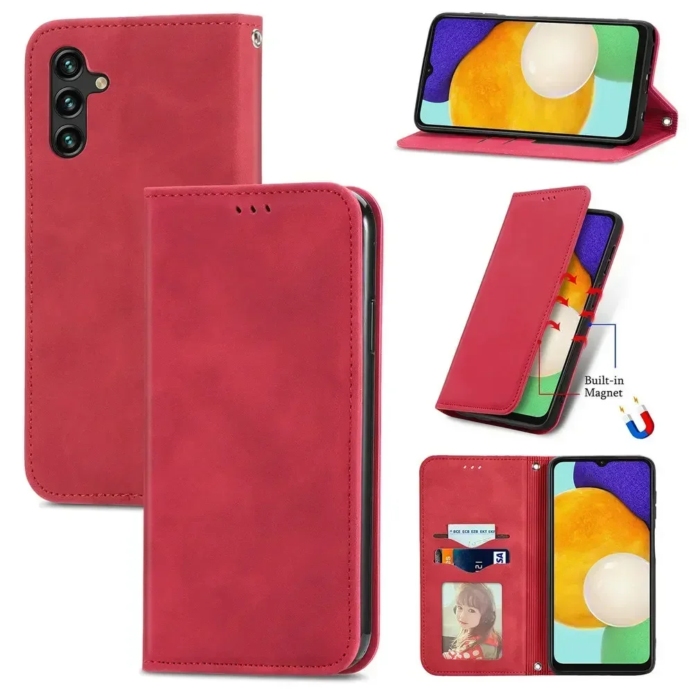 Luxury Smooth Leather Magnetic Wallet Flip Case - Premium Book Cover