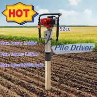 1,900W 52CC Two-stroke Engine Pile Driver With 2/3 Post Driving Head Gasoline Powered Piling Machine 1