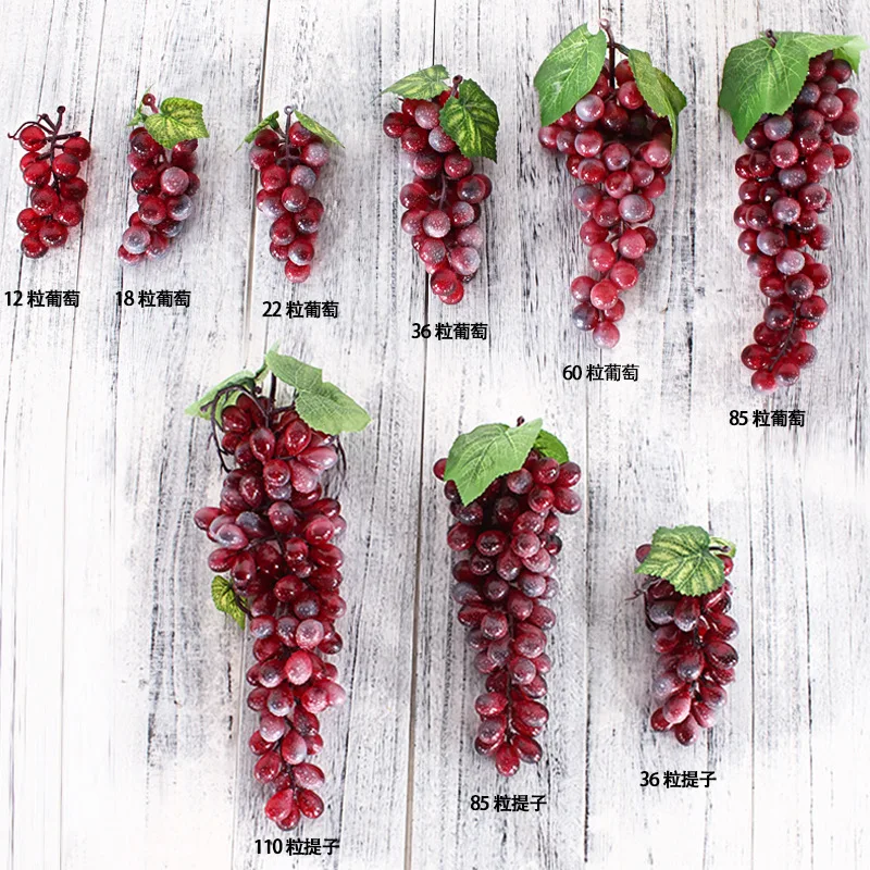 Artificial Fruits and Vegetables Artificial Grapes Real Touch Artificial Fruit Grapes Plastic Fake Leaves Christmas Home Garden Wedding Party Decoration Food Photography Props