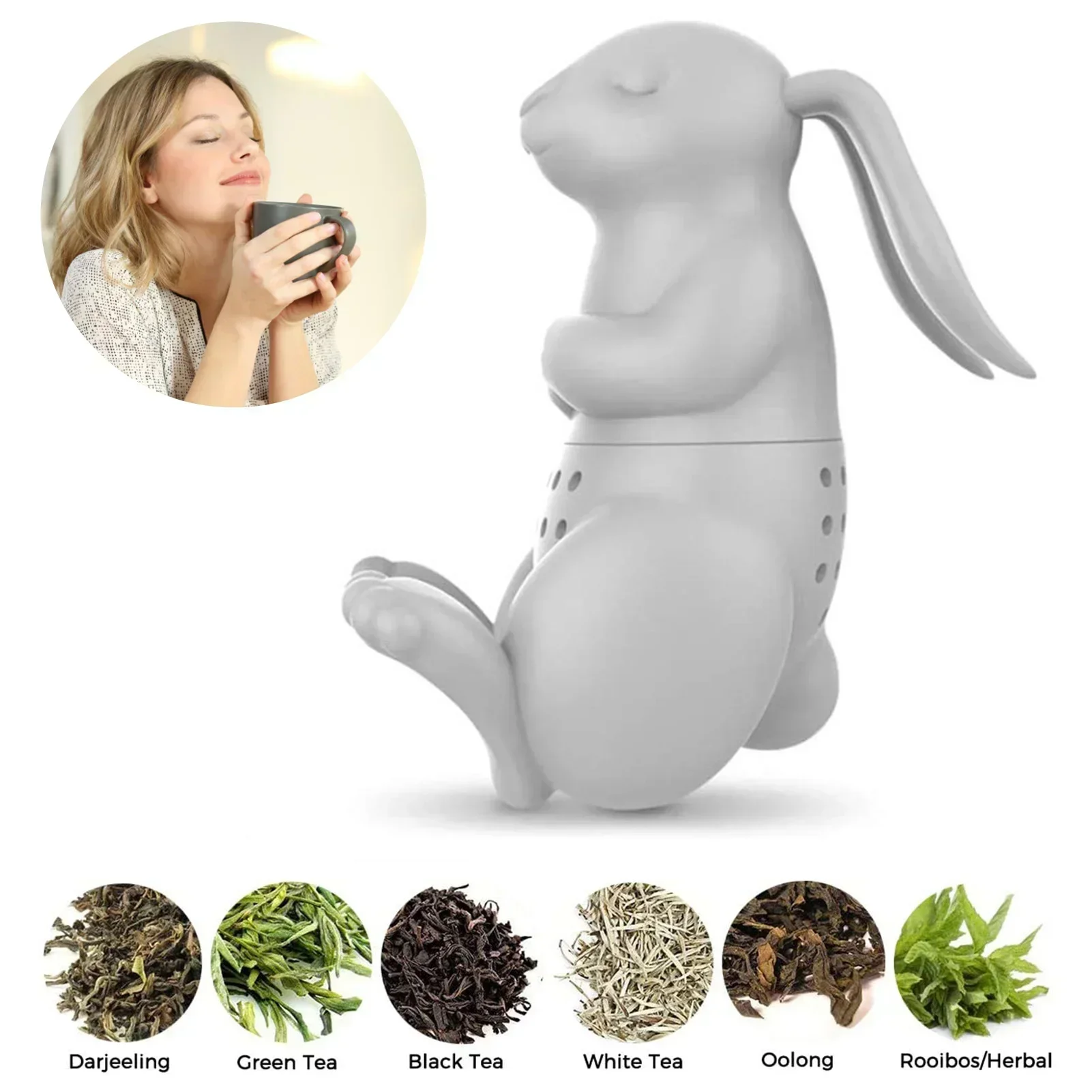 Tea Strainer Silicone Creative Rabbit Shape Tea Infuser Leaf Herbal Spice Filter Strainers Reusable Filter Set Dutiful tea infuser tea strainer tea filter