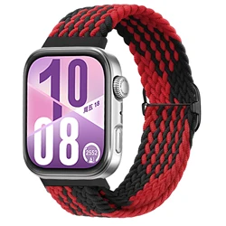 Braided Solo Loop Nylon Strap - Adjustable Sport Bracelet Accessory - Huawei Fit 4 (Red Black)
