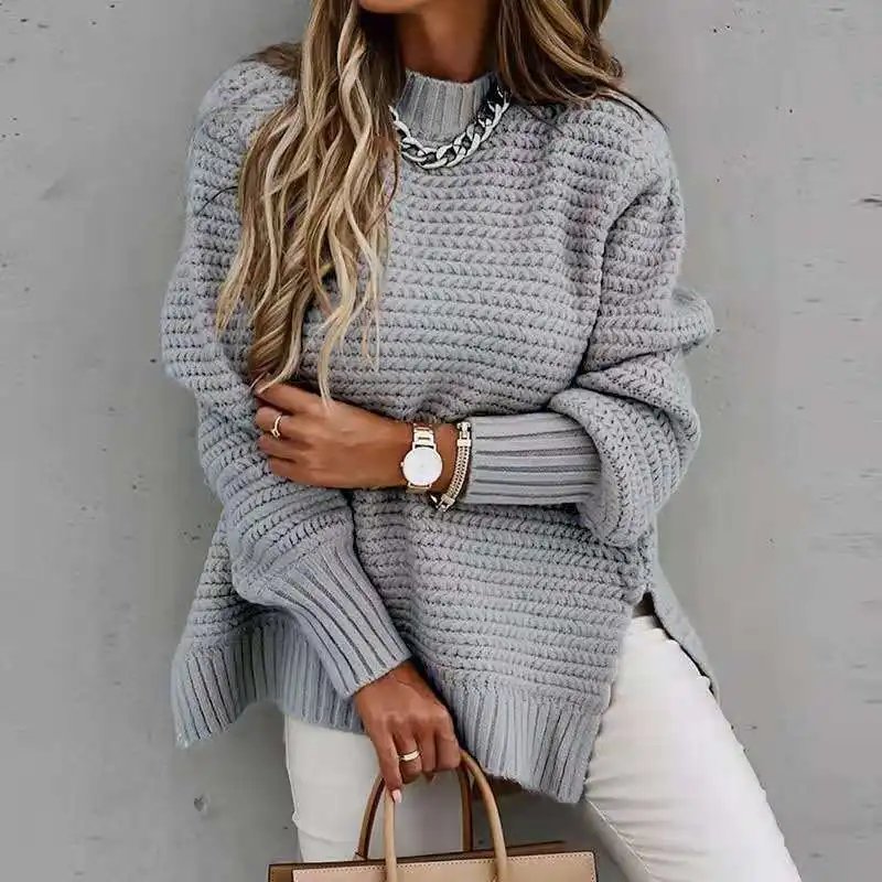 

Autumn/Winter Loose Long Sleeve Pullover Casual Comfort O-neck Knitted Sweater Fashion Warm Office Lady Tops Sueter Mujer 28885