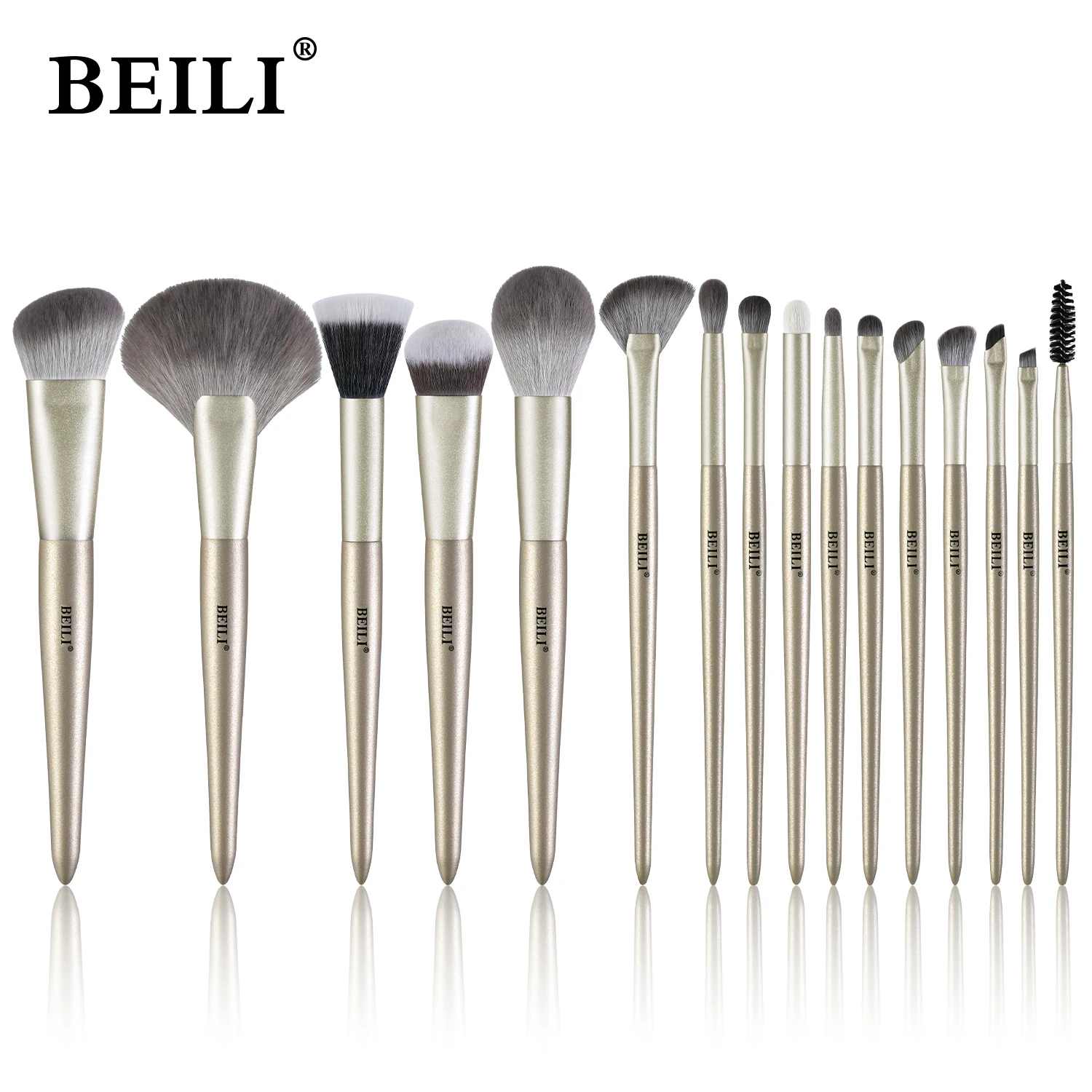 BEILI 16 makeup brushes professional light gold set soft foundation loose powder makeup repair eye shadow eyeliner eyelash brush